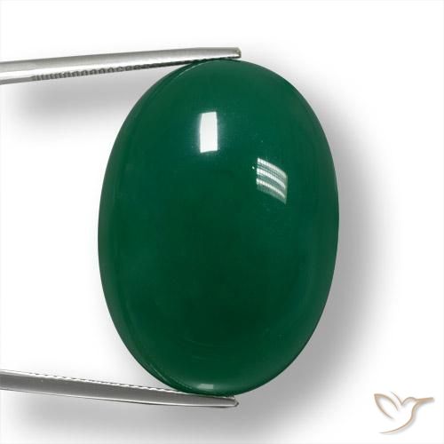 55.68ct Natural Verde medio Ágata, Ovalada, Translúcido