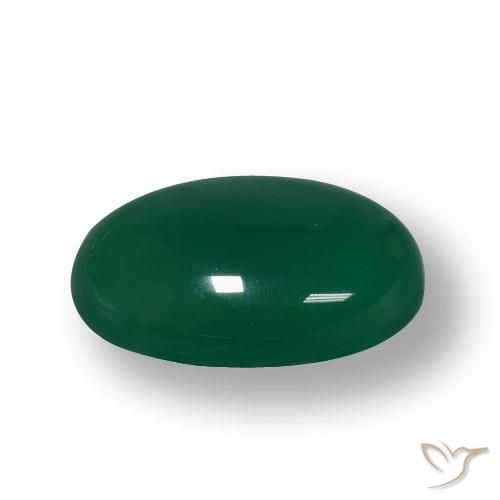 Ágata Verde medio natural de 55.68 ct, Ovalada, Translúcido