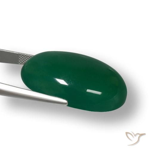 Ágata Verde medio natural de 55.68 ct, Ovalada, Translúcido