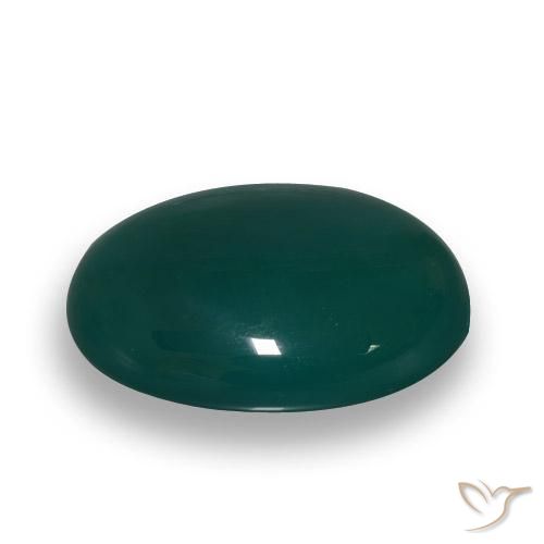 Ágata Verde frío natural de 63.79 ct, Ovalada, Translúcido