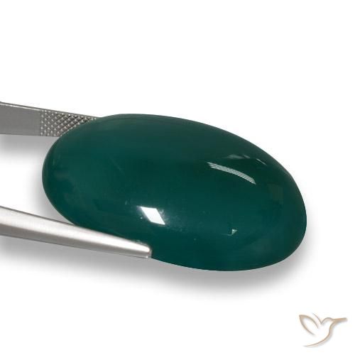 Ágata Verde frío natural de 63.79 ct, Ovalada, Translúcido