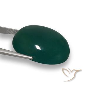 Ágata Verde oscuro natural de 59.91 ct, Ovalada, Translúcido