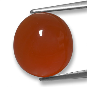 Ágata Roja Anaranjada natural de 5.99 ct, Corte Óvalo, Translúcido
