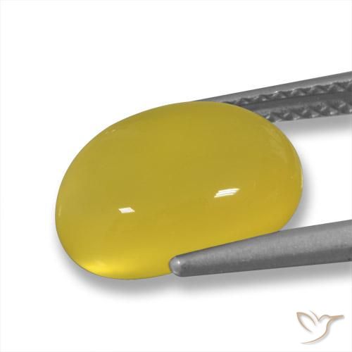 Ágata Amarillo medio natural de 3.48 ct, Ovalada, Translúcido