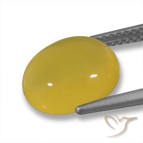 Ágata Amarillo medio natural de 4.22 ct, Ovalada, Translúcido