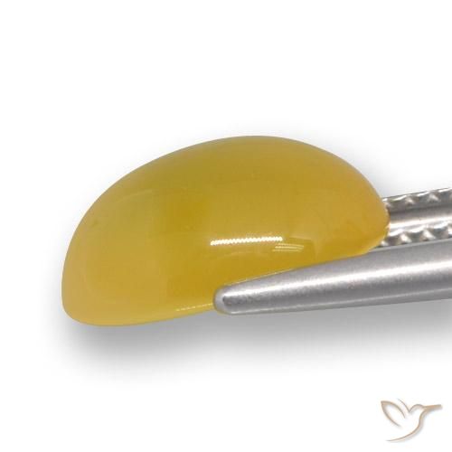 Ágata Amarillo miel natural de 4.47 ct, Ovalada, Translúcido