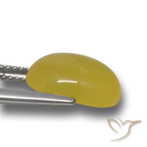 Ágata Amarillo claro medio natural de 4.38 ct, Ovalada, Translúcido