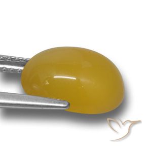 Ágata Amarillo miel natural de 4.40 ct, Ovalada, Translúcido