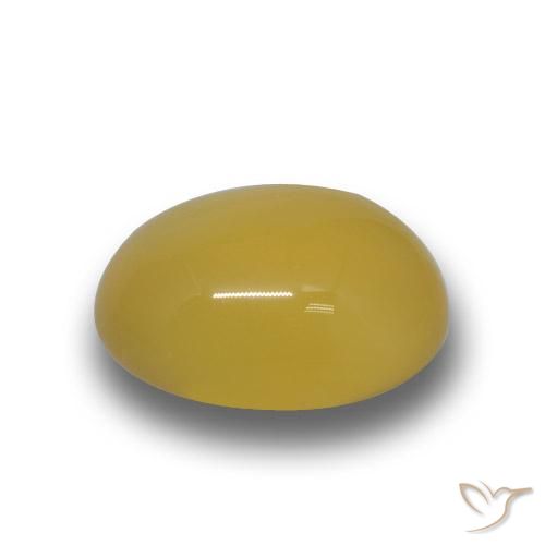 Ágata Amarillo miel natural de 3.96 ct, Ovalada, Translúcido