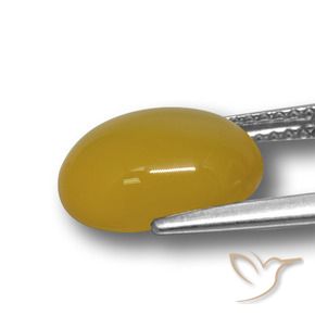 Ágata Amarillo vivo natural de 4.23 ct, Ovalada, Translúcido