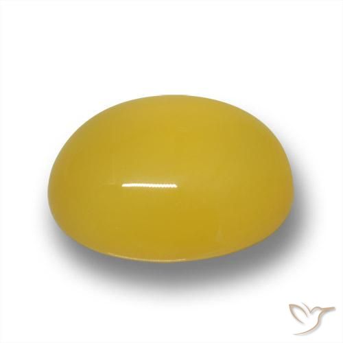 Ágata Amarillo miel natural de 3.58 ct, Ovalada, Translúcido