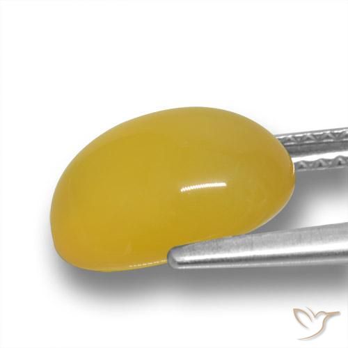 Ágata Amarillo miel natural de 3.58 ct, Ovalada, Translúcido