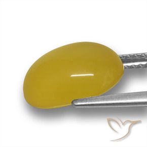 Ágata Amarillo miel natural de 4.50 ct, Ovalada, Translúcido