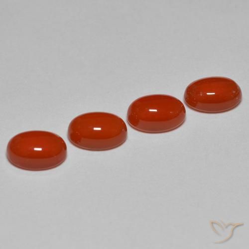 Gemas de Ágata Roja Anaranjada natural de 2.40 ct, Corte Óvalo, Translúcido