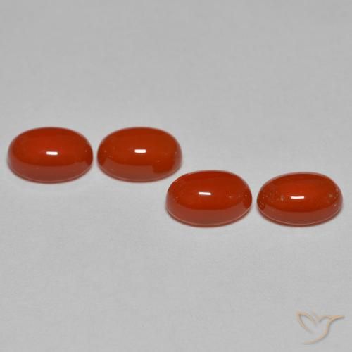 Gemas de Ágata Roja Anaranjada natural de 2.40 ct, Corte Óvalo, Translúcido