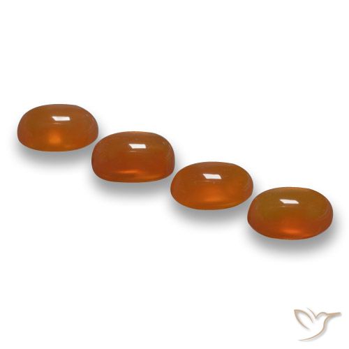 Gemas de Ágata Naranja rojizo natural de 2.45 ct, Ovalada, Translúcido