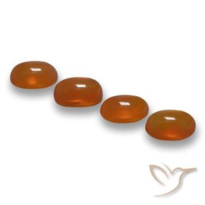 Gemas de Ágata Naranja rojizo natural de 2.45 ct, Ovalada, Translúcido