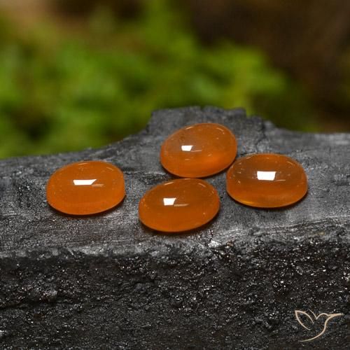 Gemas de Ágata Naranja medio natural de 2.70 ct, Ovalada, Translúcido