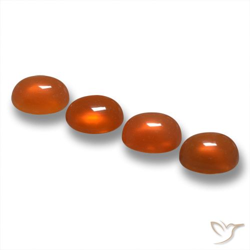 Gemas de Ágata Naranja medio natural de 1.66 ct, Ovalada, Translúcido