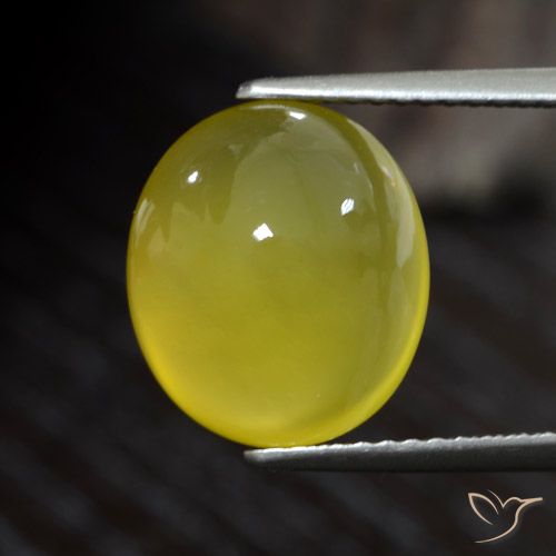Ágata Amarillo claro medio natural de 5.44 ct, Ovalada, Translúcido