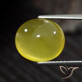 Ágata Amarillo claro medio natural de 5.44 ct, Ovalada, Translúcido