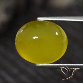 Ágata Amarillo claro medio natural de 4.55 ct, Ovalada, Translúcido
