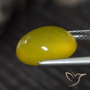 Ágata Amarillo claro medio natural de 4.55 ct, Ovalada, Translúcido