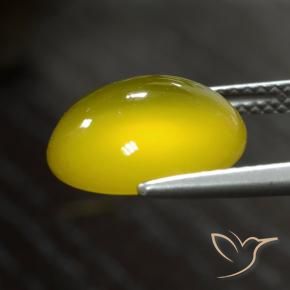 Ágata Amarillo miel claro natural de 4.81 ct, Ovalada, Translúcido
