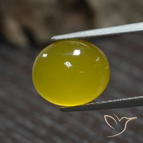 Ágata Amarillo claro medio natural de 4.39 ct, Ovalada, Translúcido