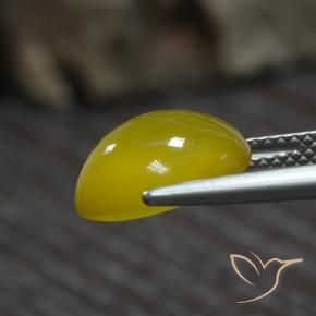 Ágata Amarillo claro medio natural de 4.39 ct, Ovalada, Translúcido