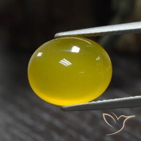 Ágata Amarillo claro medio natural de 5.05 ct, Ovalada, Translúcido