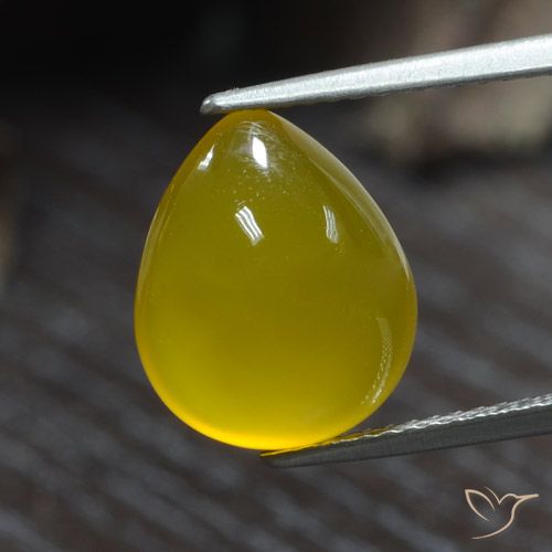 Ágata Dorado amarillento natural de 4.80 ct, En forma de pera, Translúcido