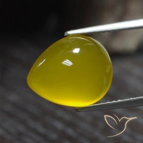 Ágata Dorado amarillento natural de 4.80 ct, En forma de pera, Translúcido