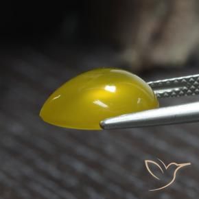 Ágata Dorado amarillento natural de 4.80 ct, En forma de pera, Translúcido