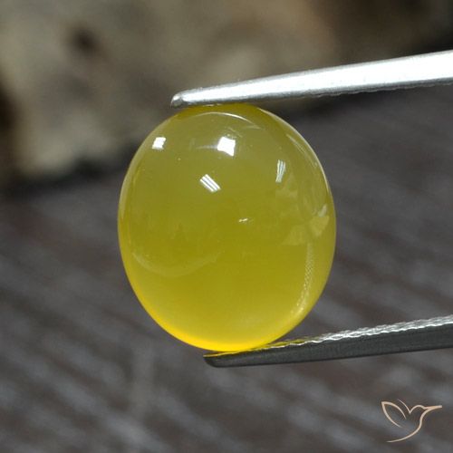 Ágata Amarillo abejorro natural de 4.39 ct, Ovalada, Translúcido