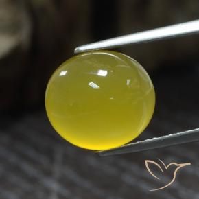 Ágata Amarillo miel claro natural de 5.73 ct, Ovalada, Translúcido