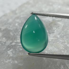 Ágata Verde frío natural de 2.25 ct, En forma de pera, Translúcido
