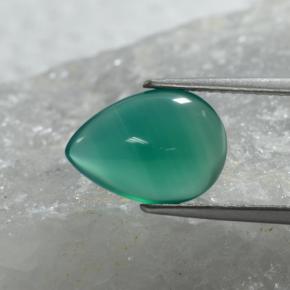 Ágata Verde frío natural de 2.25 ct, En forma de pera, Translúcido