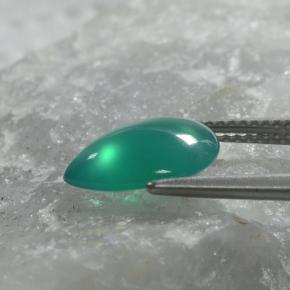 Ágata Verde frío natural de 2.25 ct, En forma de pera, Translúcido