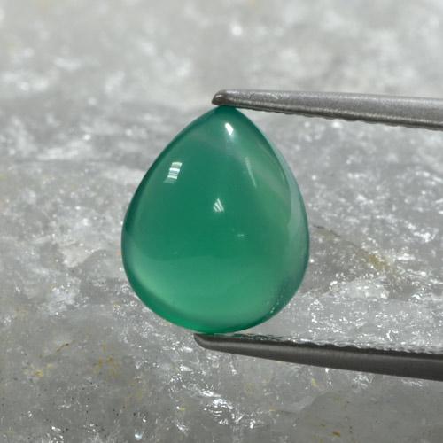 Ágata verde natural de 1,97 ct, en forma de pera, translúcido