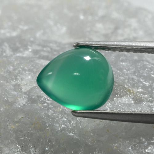 Ágata verde natural de 1,97 ct, en forma de pera, translúcido