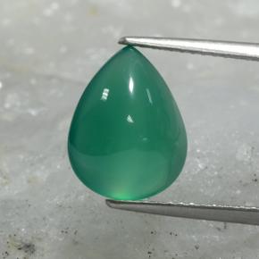Ágata verde natural de 3,74 ct, en forma de pera, translúcido