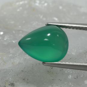 Ágata verde natural de 3,74 ct, en forma de pera, translúcido