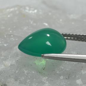 Ágata verde natural de 3,74 ct, en forma de pera, translúcido