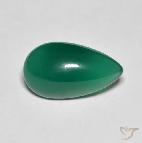 3.75ct Natural Verde oscuro medio Ágata, En forma de pera, Translúcido