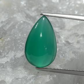 Ágata verde natural de 2,74 ct, en forma de pera, translúcido