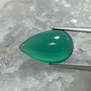Ágata verde natural de 2,74 ct, en forma de pera, translúcido