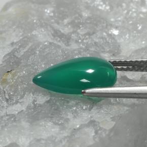 Ágata verde natural de 2,74 ct, en forma de pera, translúcido