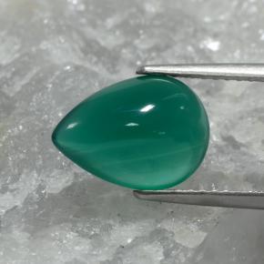 Ágata Verde medio natural de 2.66 ct, En forma de pera, Translúcido