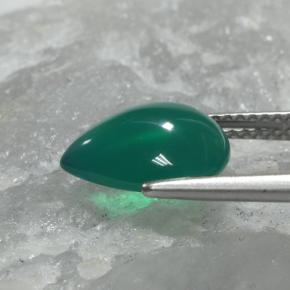 Ágata Verde medio natural de 2.66 ct, En forma de pera, Translúcido